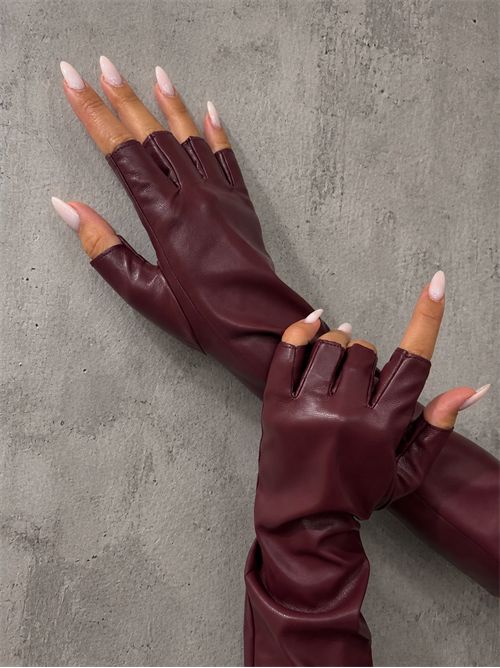 guanti lunghi spuntati vegan leather SETTEBÌ | GUA005BURGUNDY