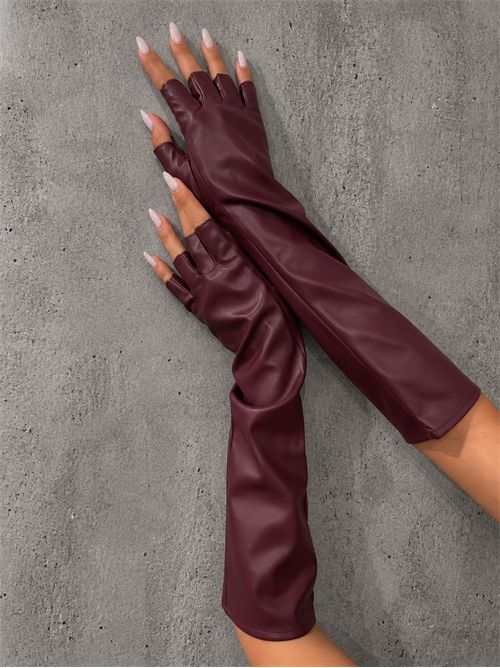 guanti lunghi spuntati vegan leather SETTEBÌ | GUA005BURGUNDY