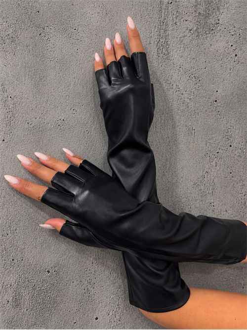 guanti lunghi spuntati vegan leather SETTEBÌ | GUA005NERO