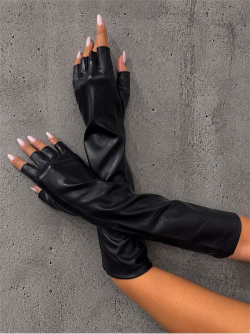 guanti lunghi spuntati vegan leather SETTEBÌ | GUA005NERO