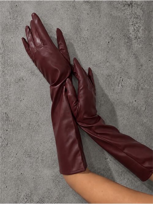guanti lunghi vegan leather SETTEBÌ | GUA06BURGUNDY
