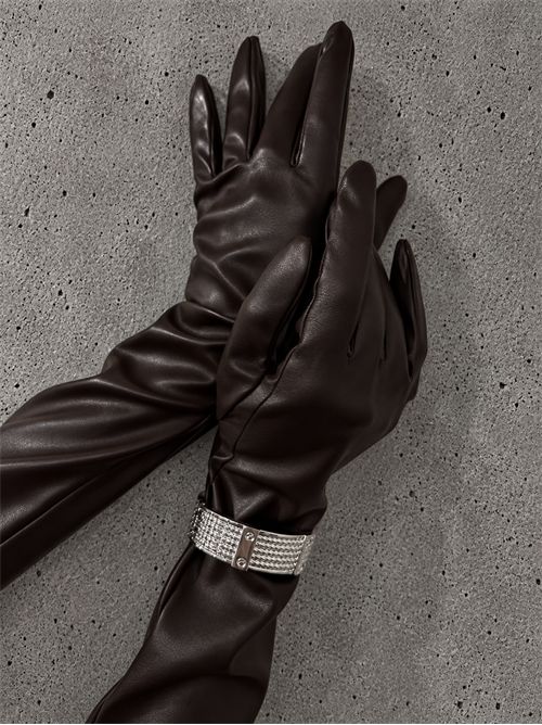 guanti lunghi vegan leather SETTEBÌ | GUA06CIOCCOLATO
