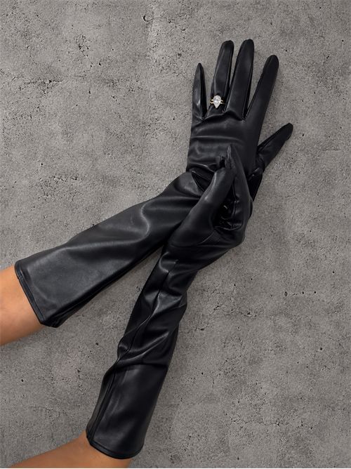 guanti lunghi vegan leather SETTEBÌ | GUA06NERO