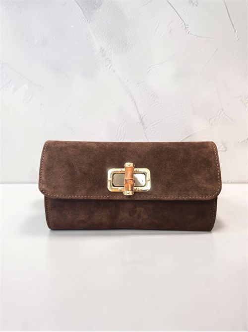 Clutch bamboo suede SETTEBÌ | B175TABACCO