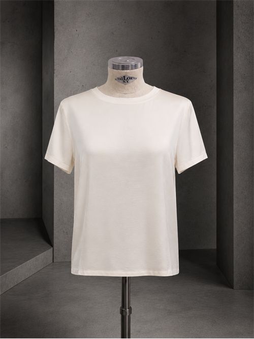 top manica corta raso di viscosa KONTATTO | KD702CAVORIO