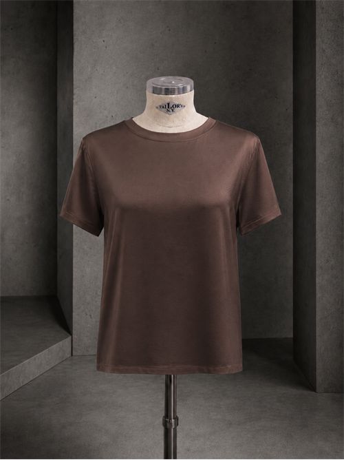 top manica corta raso di viscosa KONTATTO | KD702CCIOCCOLATO