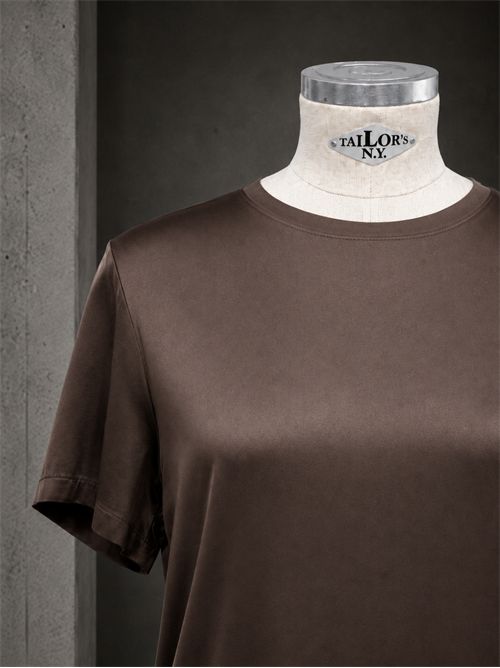 top manica corta raso di viscosa KONTATTO | KD702CCIOCCOLATO