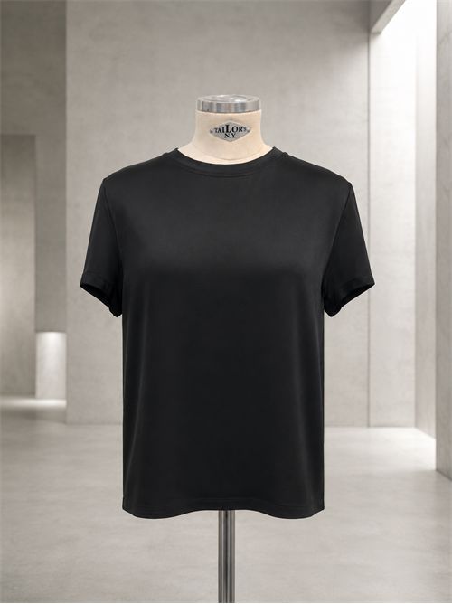 top manica corta raso di viscosa KONTATTO | KD702CNERO