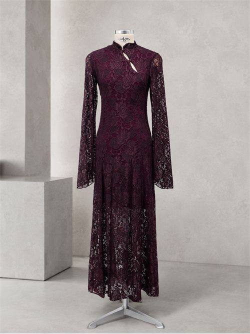 Abito macramè abbotonatura asimmetrica KONTATTO | ST306CBURGUNDY