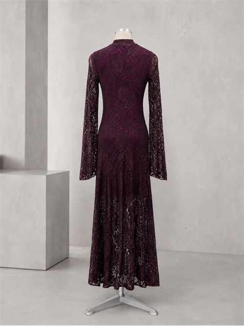 Abito macramè abbotonatura asimmetrica KONTATTO | ST306CBURGUNDY