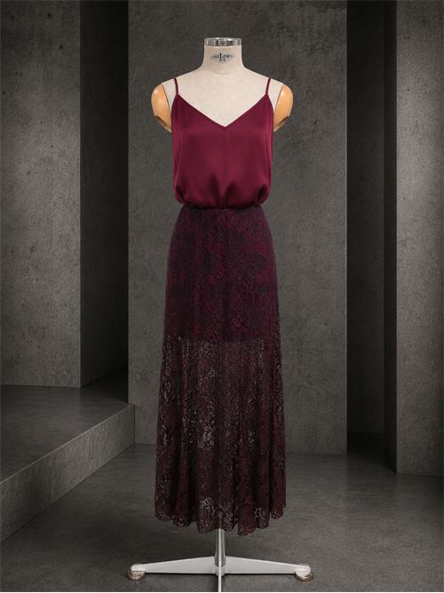 Gonna macramè KONTATTO | ST307CBURGUNDY