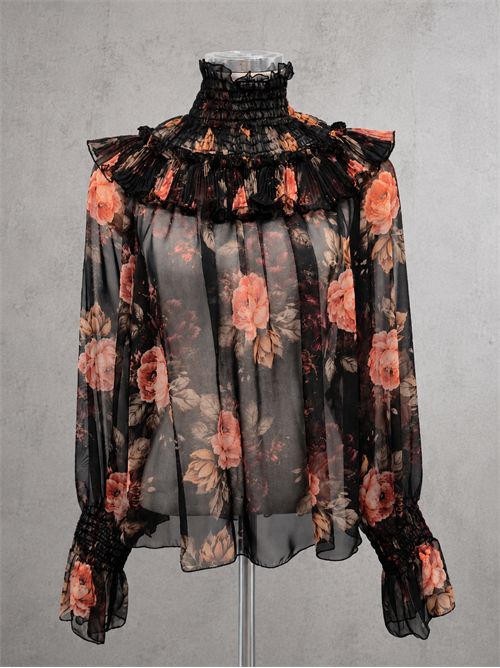 camicia collo smock fiore KONTATTO | SU805CNERO