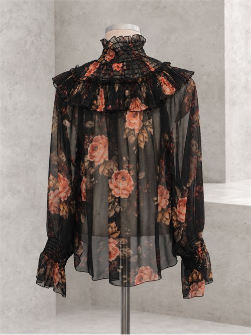 camicia collo smock fiore KONTATTO | SU805CNERO
